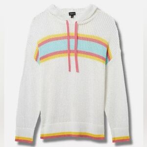 Torrid Pointelle Boxy Hoodie, Striped, Size 2 (18-20)